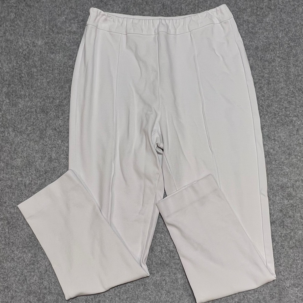 Soft Surroundings Womens White Pintuck Seam Pull On Pants Loungewear Size M